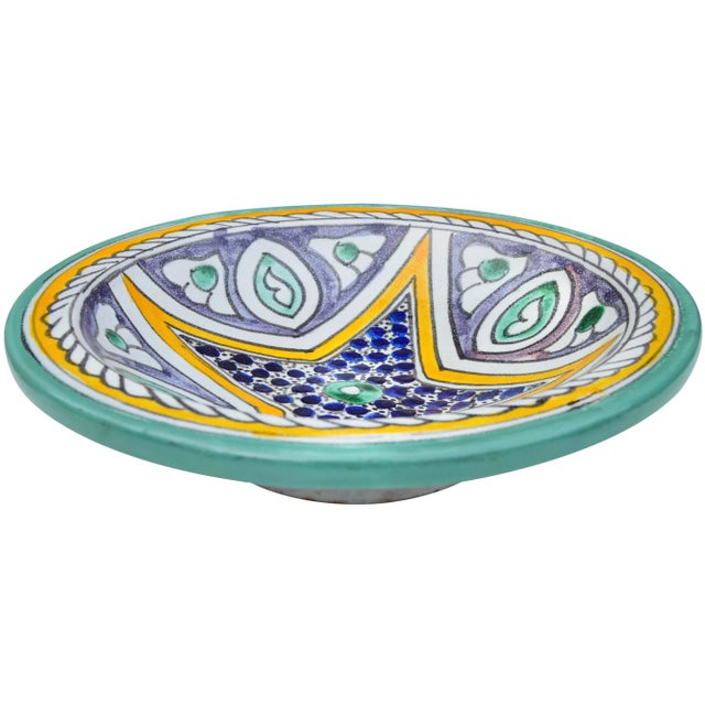Mid 20th Century Mid 20th Century Purple & Orange Moroccan Ceramic Wall Plate For Sale - Image 5 of 7
