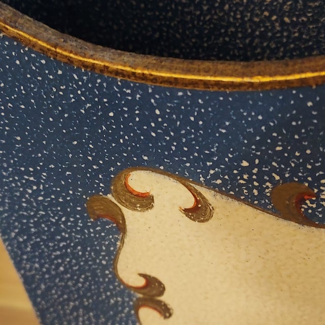 Hand Painted Floral Gilded Wood Magazine Rack Vintage Speckled Finish Handle 26" H 14" W For Sale - Image 13 of 16