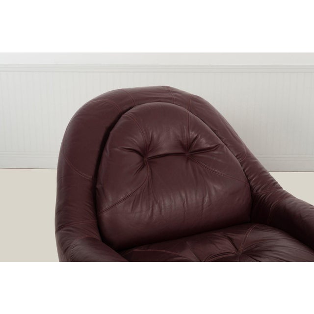 Guido Faleschini for Mariani Zator Lounge Chairs & Ottomans Oxblood Leather 1975 For Sale - Image 9 of 14
