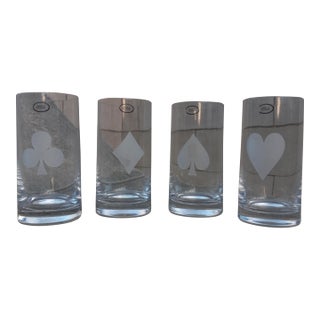 Lenox - Kate Spade New York "Gin Rummy" Highball Glasses Card Suit Complete Set of Four (4x) For Sale