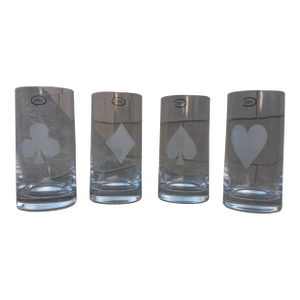 Lenox - Kate Spade New York "Gin Rummy" Highball Glasses Card Suit Complete Set of Four (4x)