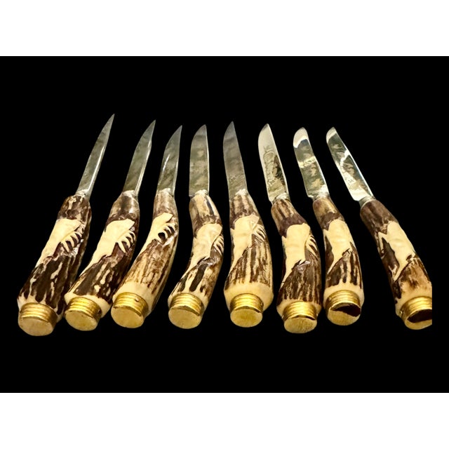 Vintage Anton Wingen Jr. Solingen “Othello” Stag Antler Knife & Fork Set Service for Eight - 16 pcs For Sale - Image 15 of 18