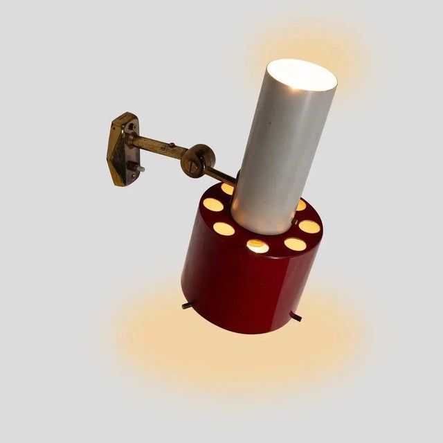 Red Red and White Wall Light from Stilnovo, 1950s For Sale - Image 8 of 13