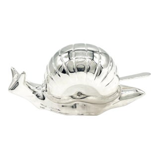 Mid 20th Century Hollywood Regency Silver-Plated Snail Caviar/ Butter Dish With Glass Liner & Spoon For Sale