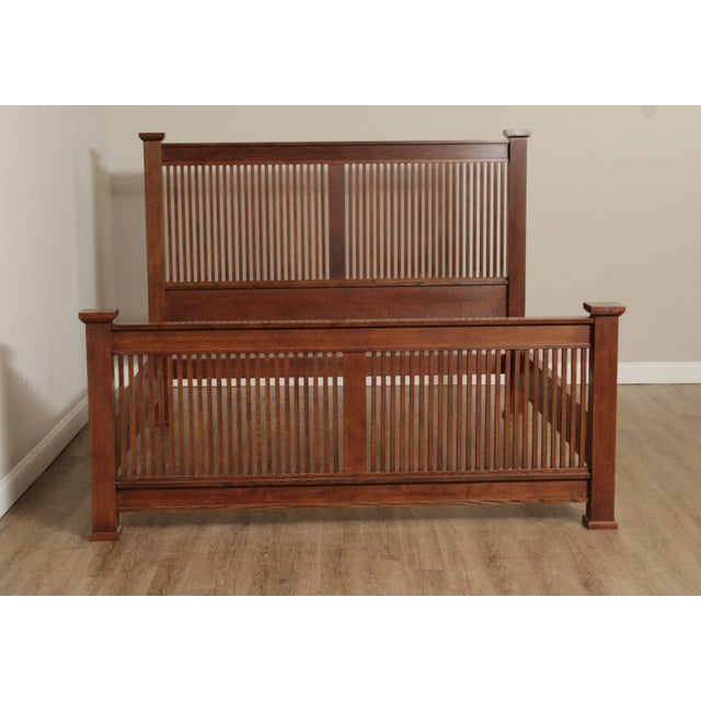 Mission Stickley Mission Collection King Size Oak Prairie Bed For Sale - Image 3 of 12