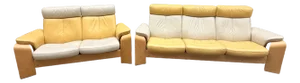 Ekornes Stressless Mid Century Modern Leather Reclining Sofa and Loveseat