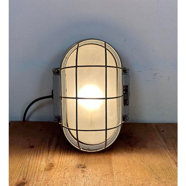 Industrial Cast Aluminium Wall Light with Milk Glass from Elektrosvit, 1970s For Sale - Image 15 of 18