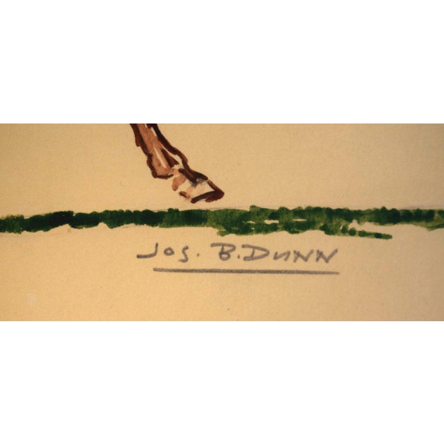 Traditional A Polo Player W/ Red Jersey C1930s Watercolor by Jos. B Dunn For Sale - Image 3 of 3