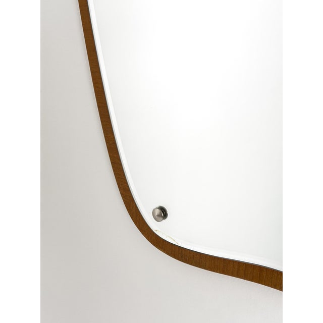 1950s Swedish Modern Organic Shaped Wall Mirror in Teak, Sweden, 1950s For Sale - Image 5 of 7