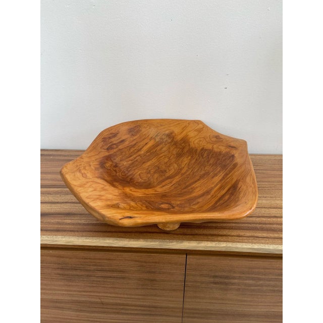 Mid-Century Modern Vintage Decorative Hand Carved Organic Wooden Freedom Bowl For Sale - Image 3 of 9