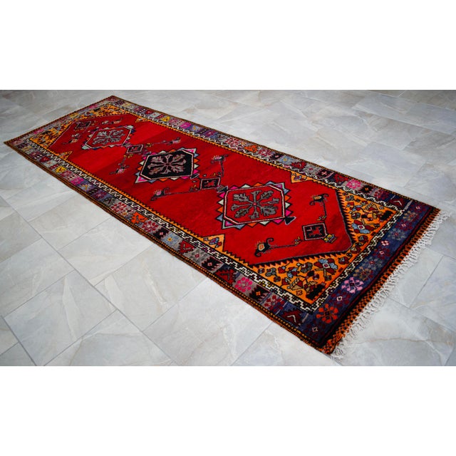 1950s Hand Knotted Turkish Rug for Hallway, Runner Rug, Bed Side Accent, Kitchen Rug - 3′8″ X 10′5″ For Sale - Image 11 of 17