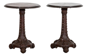 English Mahogany and Painted Cast Iron Tavern Tables, 1860, Set of 2