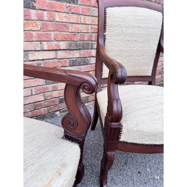 Brown 19th Century Regency Arm Chairs - Ready for Your Fabric For Sale - Image 8 of 13