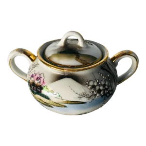 Vintage Hand Painted Nippon Made in Japan Lidded Sugar Bowl