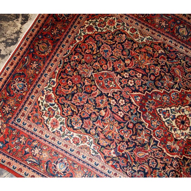 Textile 1910s Handmade Antique Persian Kashan Rug 4.1' X 6.2' For Sale - Image 7 of 10
