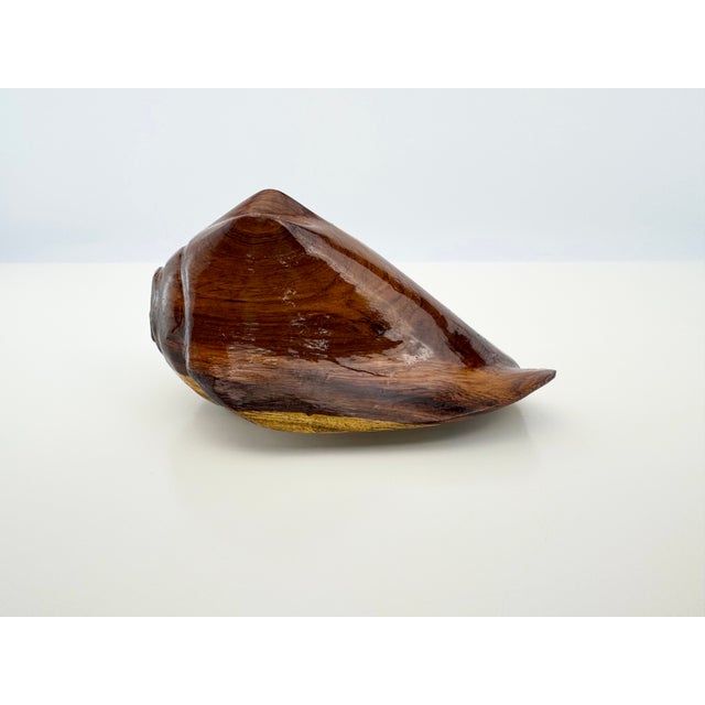 Vintage Hand-Carved Solid Wood Conch Shell Sculpture For Sale - Image 9 of 12