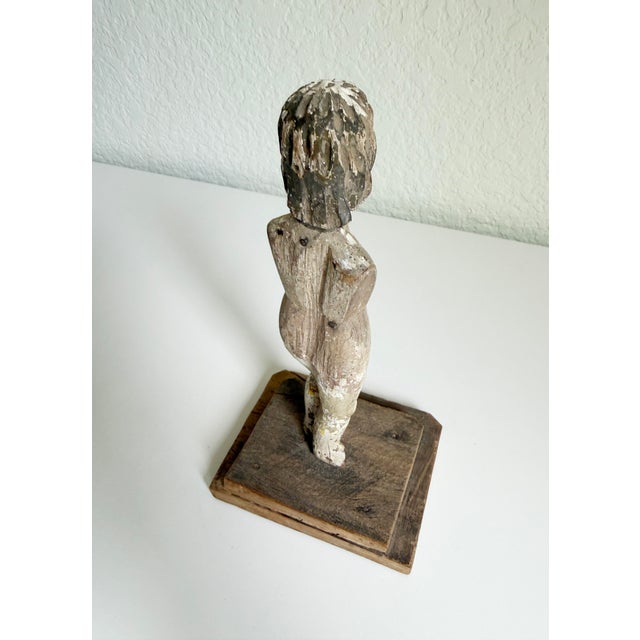 Rustic European Antique Male Santos Figure on Wood Base For Sale - Image 3 of 10