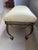 Vintage Metal Base Bench Yellow Damask Fabric Seat For Sale In West Palm - Image 6 of 9
