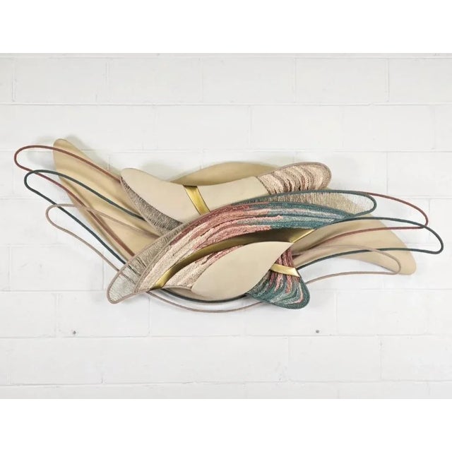 Stunning Hues Of Teal & Pink Accentuate This Gigantic ONE OF A KIND, Hand Made Wall Sculpture By Fowler-Thelen! Mixed...