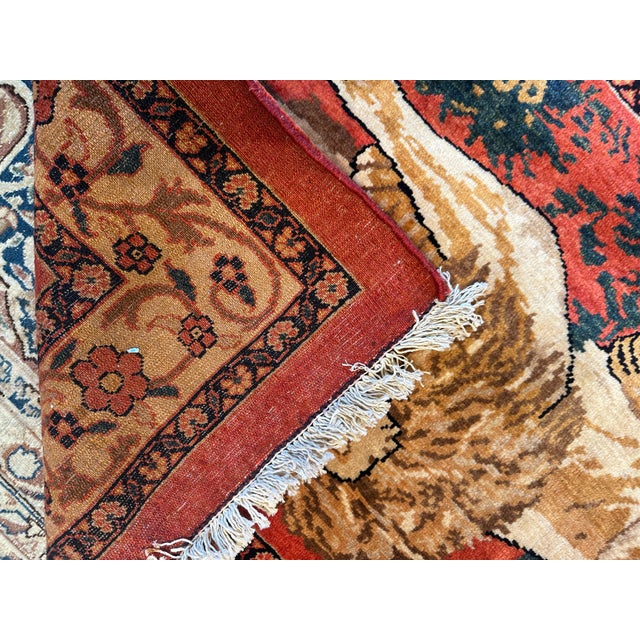 Figurative Vintage Malayer Rug 3’ X 4’ | Handmade Azeri Lion Rug For Sale - Image 3 of 3