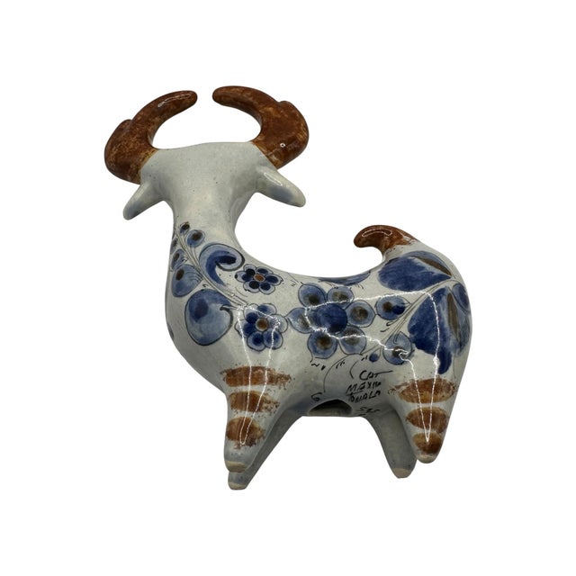 Vintage Mexican Folk Art Pottery Hand-Painted Ceramic Antelope Figurine For Sale - Image 9 of 12