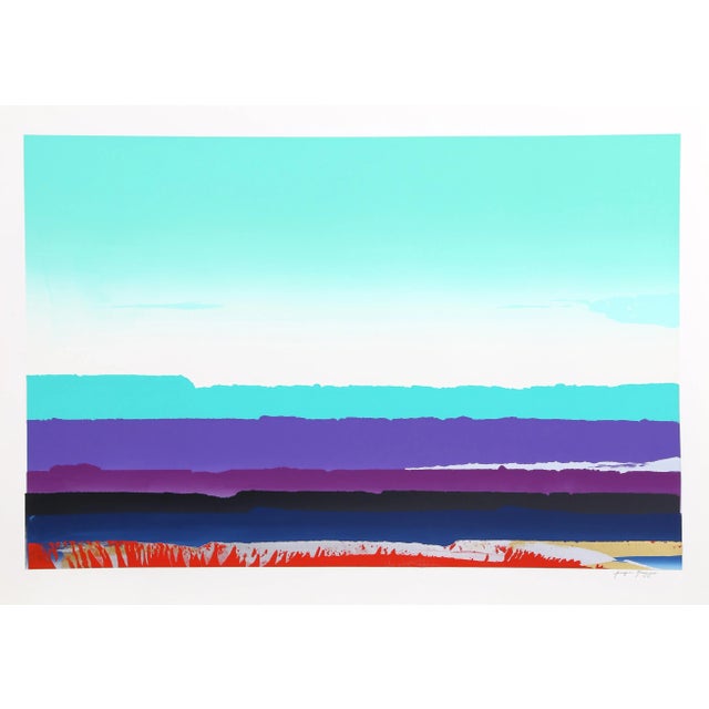 Abstract Joseph Grippi, Green Sky, Abstract Landscape Monoprint For Sale - Image 3 of 3