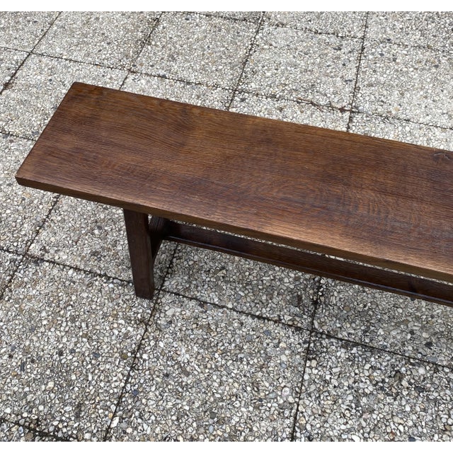 Vintage Farmhouse Bench in Oak, 1950s For Sale - Image 4 of 12