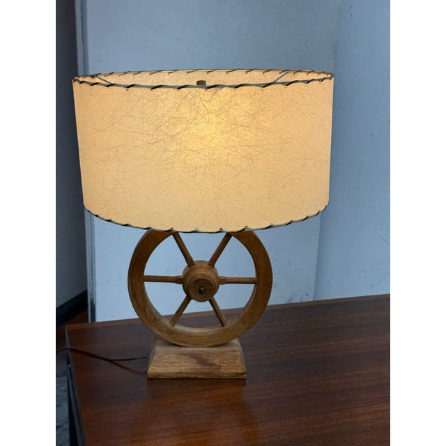 Vintage Rustic Wagon-Wheel Table Lamp For Sale - Image 10 of 12