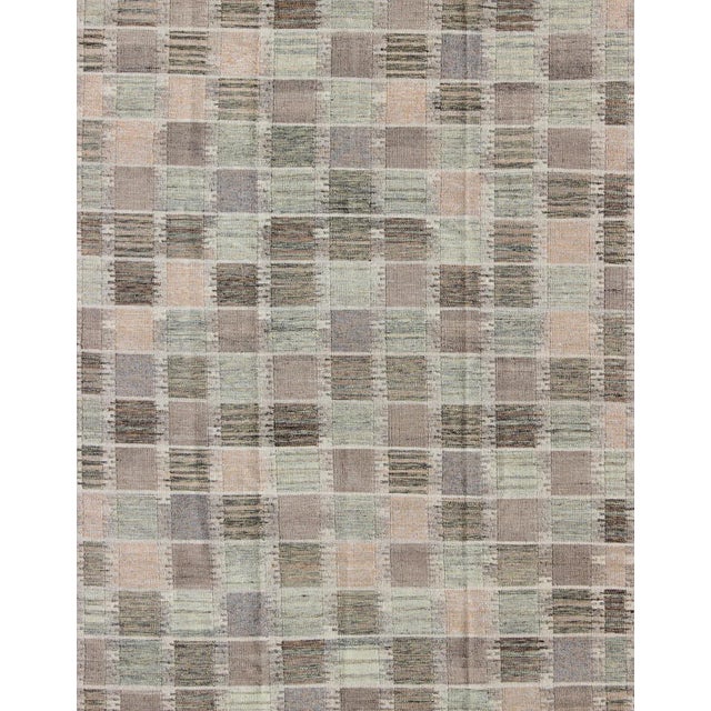 Measures: 9' x 12'1. Modern Checkerboard or Patchwork Scandinavian Flat Weave Rug in Neutral Colors kwarugs Modern...