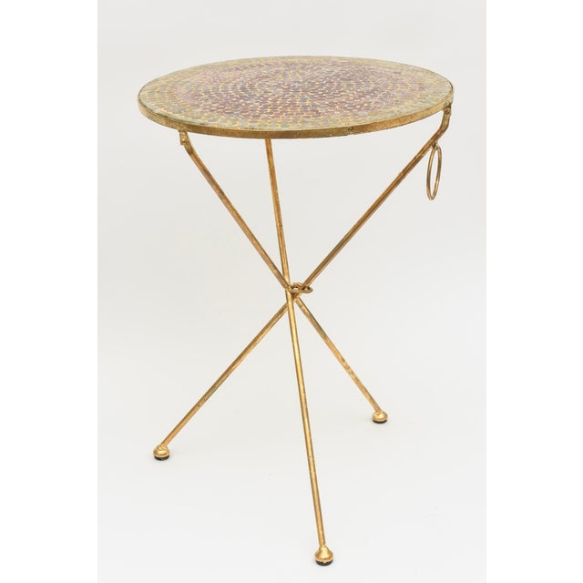 Vintage Gold Leaf Over Iron Mosaic Glass Side Folding Table With Ring ...