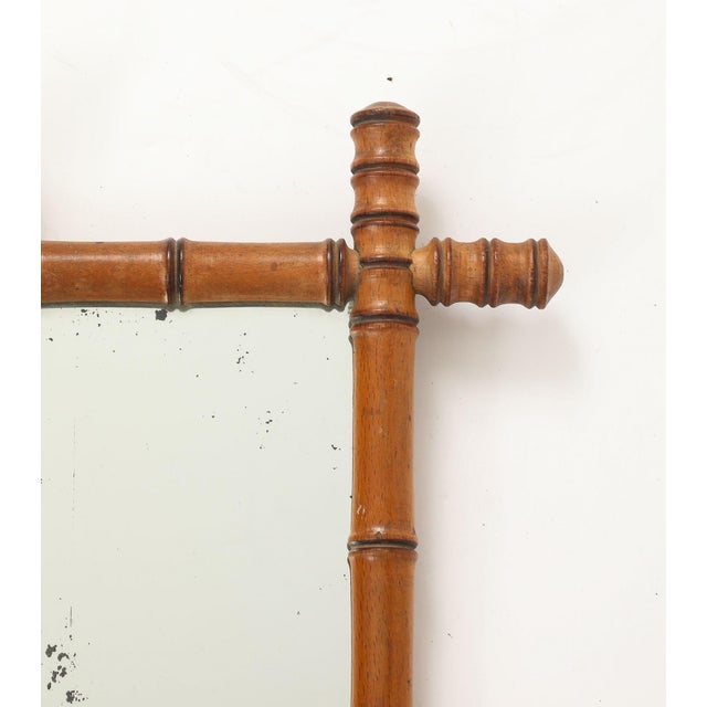 Small Faux Bamboo Carved Frame Mirror, England 1940s For Sale - Image 4 of 8
