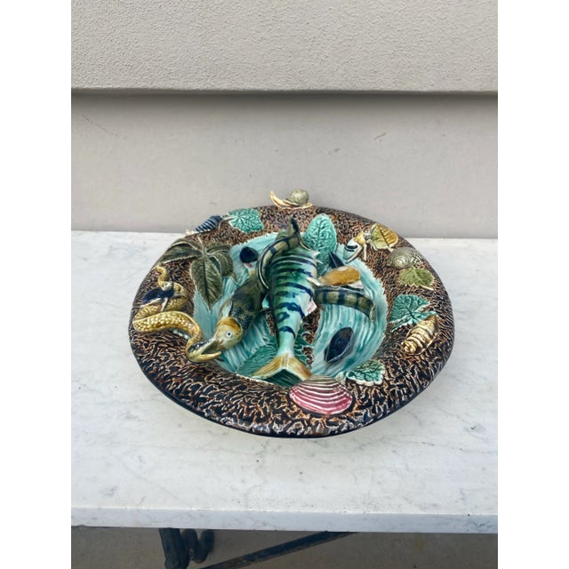 19th Century Majolica Palissy Wall Fish Platter Choisy Le Roi For Sale - Image 4 of 11