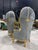 1990s French Balloon Chair – Gray Velvet High-Back Canopy Chair For Sale - Image 5 of 10