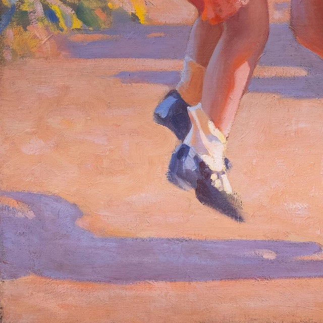 Textile 'The Artist's Daughters' by Frederick Sands Brunner, Circa 1930, Jump Rope, Pennsylvania Academy of the Fine Arts, Saturday Evening Post For Sale - Image 7 of 10