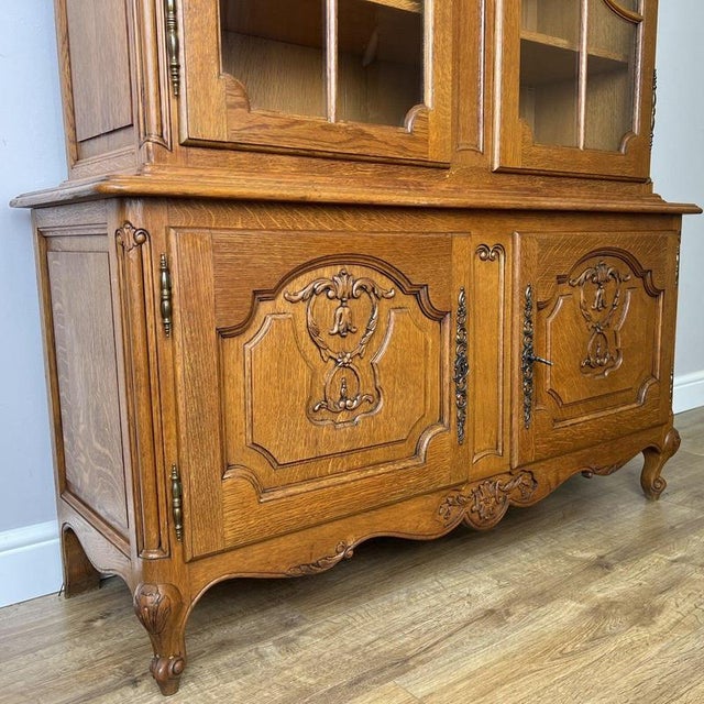 Wood Vintage Louis XVI French Oak Display Cabinet For Sale - Image 7 of 13