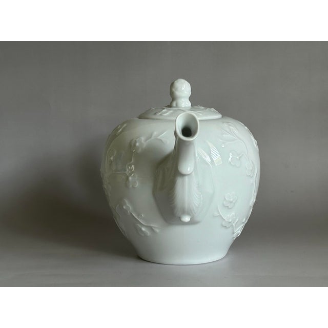 Vintage Mma Blanc De Chine Teapot Portugal Hard Paste Porcelain Cherry Blossom For Sale - Image 4 of 12