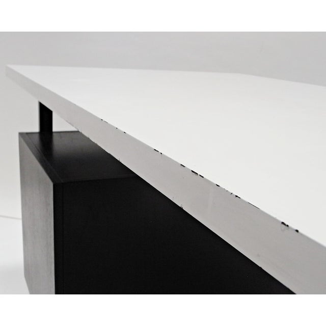 Wood Writing Desk in Black Stained Oak with White Lacquered Top by Herbert Hirche for Christian Holzäpfel KG, Germany, 1960s For Sale - Image 7 of 18