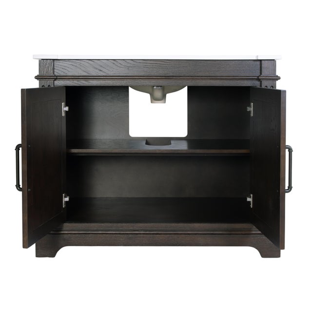 2020s Maurice 42 in. W Wood & Quartz Single Bathroom Vanity, Chocolate For Sale - Image 5 of 9