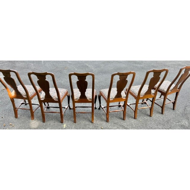 Set of 6 Solid Mahogany Queen Anne Style Dining Chairs Early 20th Century For Sale - Image 12 of 17