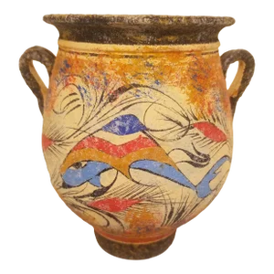 Vintage Hand-Made Ceramic Copy Vase of Mindan Times Heraklion's Museum (2500-1000