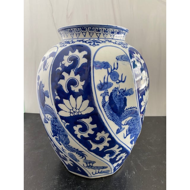 Vintage 1970s Chinoiserie Blue and White Ginger Jar Style Vase Chairish