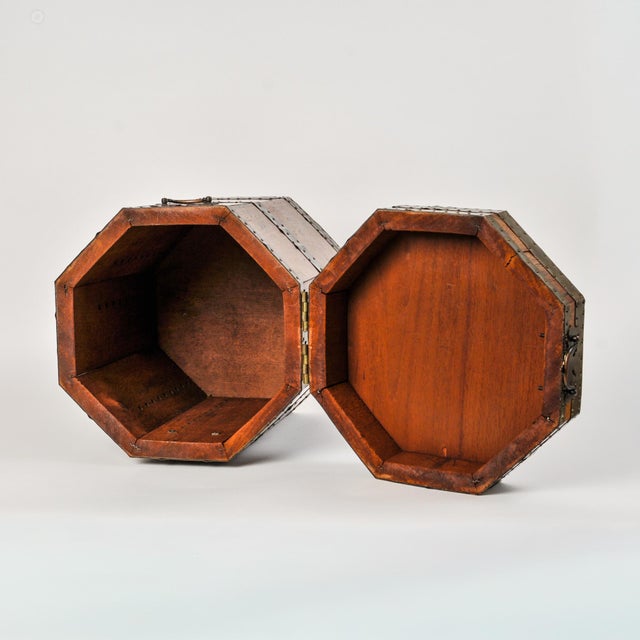 Brown Antique English Mahogany Octagonal Chest With Brass Fittings For Sale - Image 8 of 15