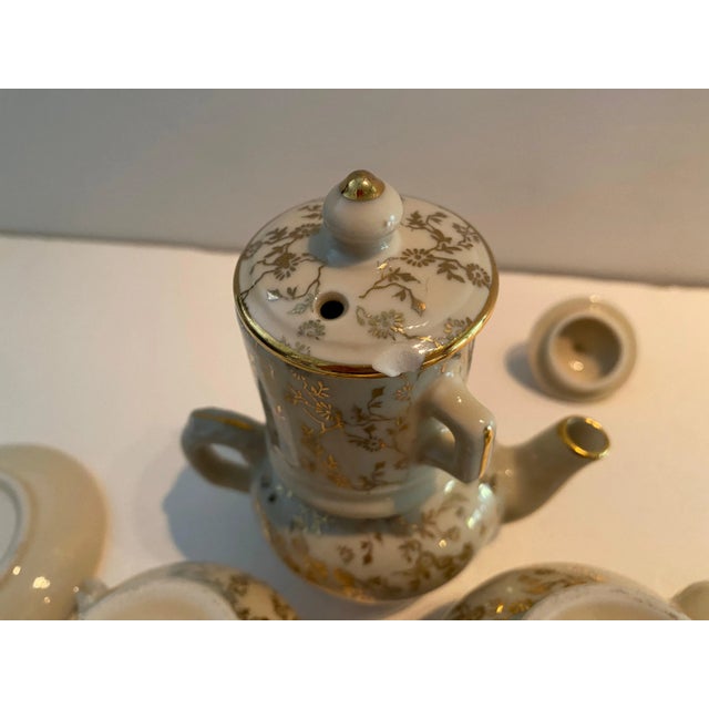 Rococo Vintage Gold Filagree Childs Tea Set- 17 Pieces For Sale - Image 3 of 11