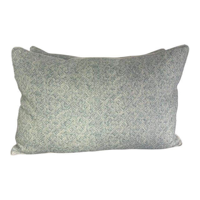 Pair of Contemporary Printed Linen Pillows With Belgian Linen Backs For Sale