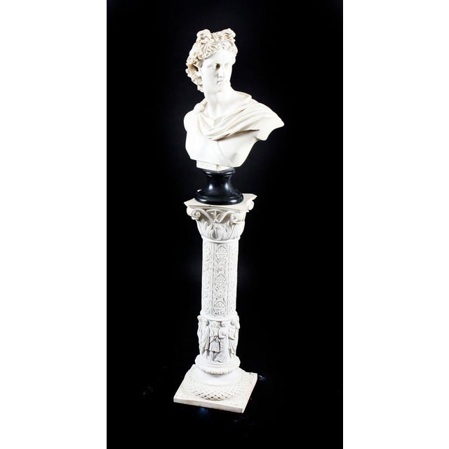 20th Century Composition Marble Bust of Apollo on Pedestal, Set of 2 For Sale - Image 14 of 15