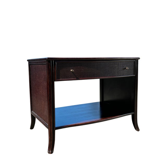 Early 21st Century Pair of Barbara Barry for McGuire Caned Bedside Tables in Dark Tobacco For Sale - Image 5 of 9