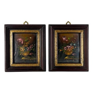 Still Life Composition, 1920s, Oil Painting on Copper, Set of 2 For Sale