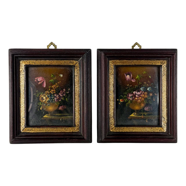 Still Life Composition, 1920s, Oil Painting on Copper, Set of 2 For Sale