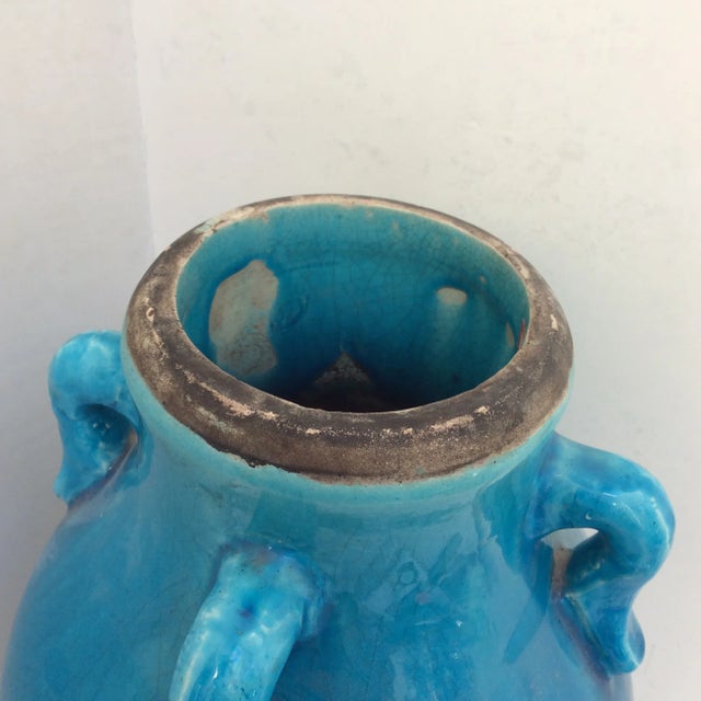 Contemporary Large Turquoise Ceramic Vessel For Sale - Image 3 of 8