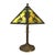 Arts & Crafts Rainaud 6 Panel Slag Glass Lamp, Manner of Bradley & Hubbard C1920 For Sale - Image 10 of 12